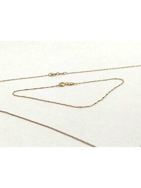 Vintage Duo "Singapore" 10K Solid Yellow Gold Necklace and Bracelet Princess Set